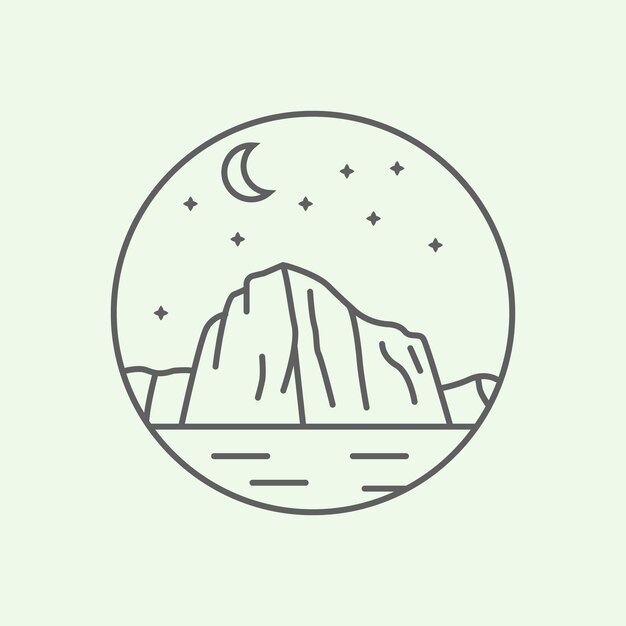 Budge yosemite national park line art logo el capitan vector illustration design