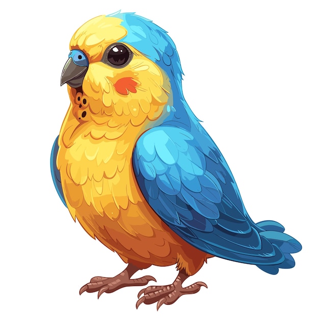 Vector budgerigar budgie cartoon icon isolated on transparent hd