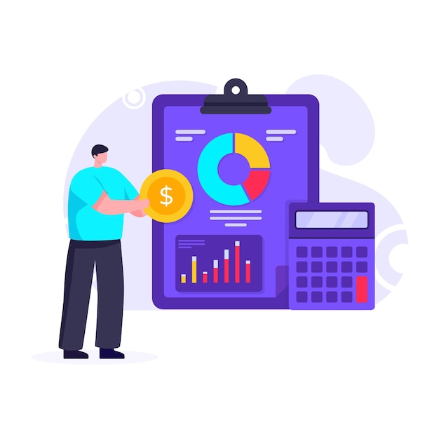 Budget accounting flat illustration editable vector design