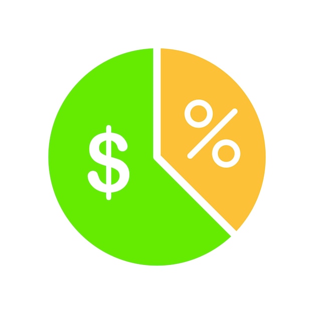 Распределение бюджета Пировая диаграмма скидка знак доллара валюта деньги процентная инфографика финансовое управление налог плата плата цветная икона на белом фоне