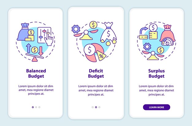 Budget classification onboarding mobile app screen