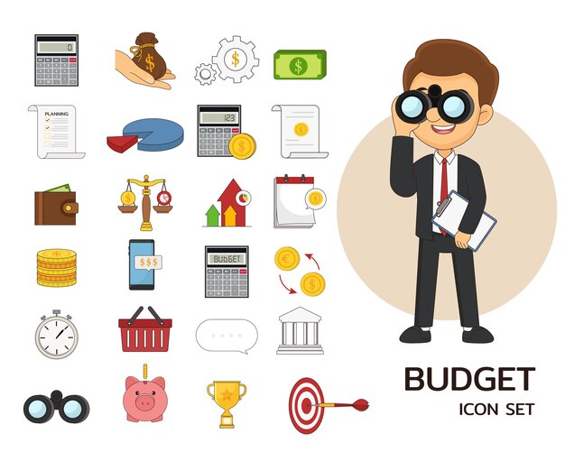 Budget concept flat icons