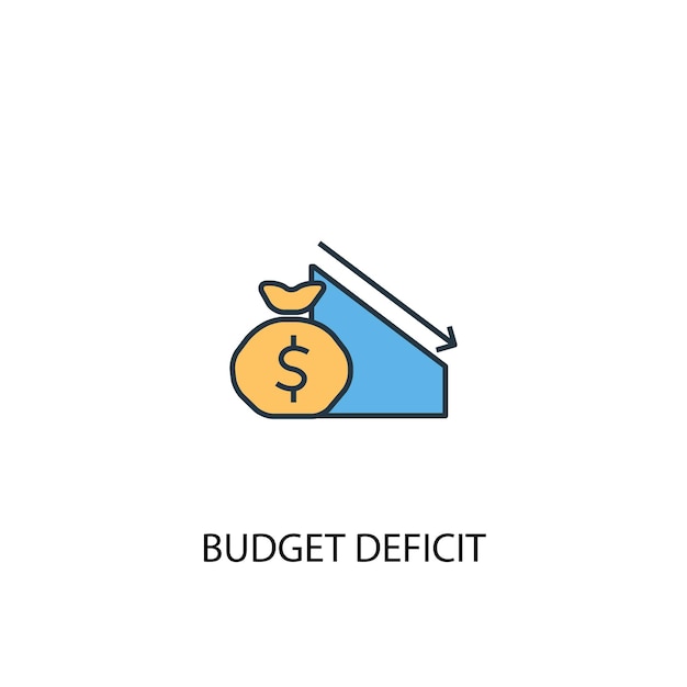 Budget deficit concept 2 colored line icon. Simple yellow and blue element illustration. budget deficit concept outline symbol design