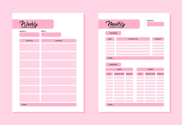budget planner card template
