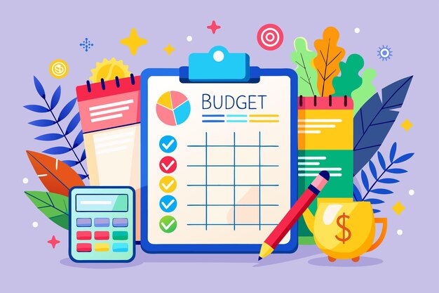Vector budget planner or check list or money planner
