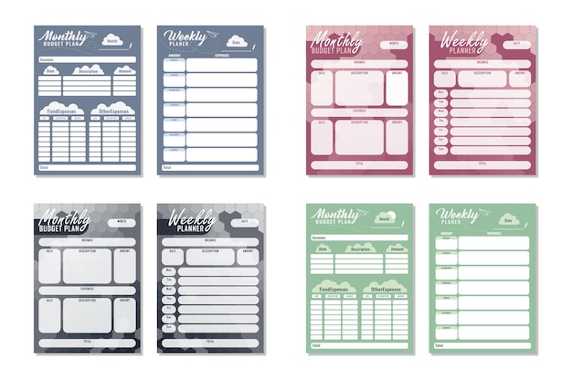 Budget planner, diary, template. Vector illustration