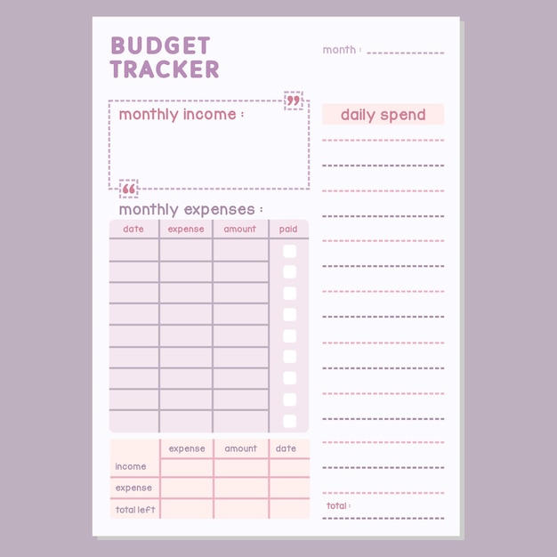 Vector budget planner expense tracker template