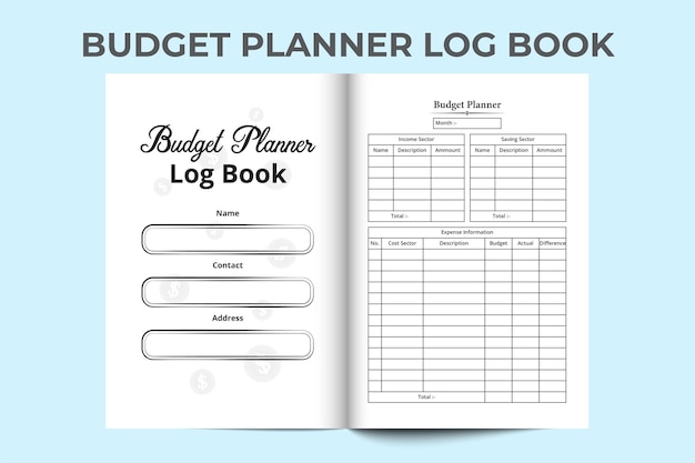 Vector budget planner kdp interior notebook monthly expense budget tracker logbook and balance checker template kdp interior journal monthly income and saving budget planner log book template interior