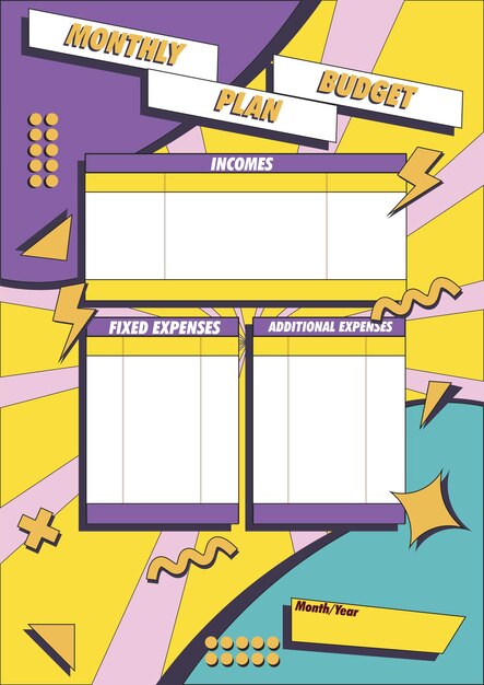 budget planner template design 90s style