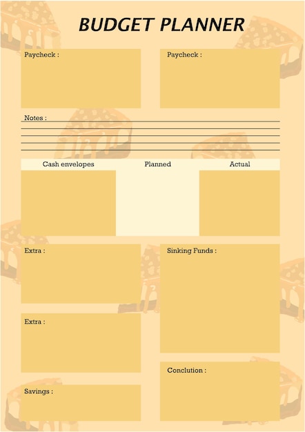 budget planner template for journaling and notebook.