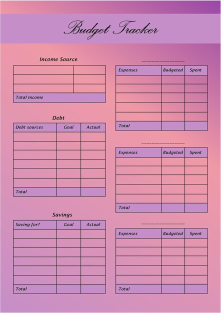 budget planner template for notebook.