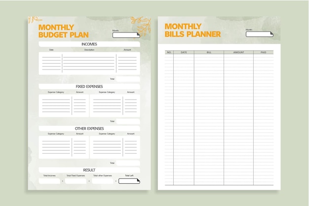 Vector budget planner template vector