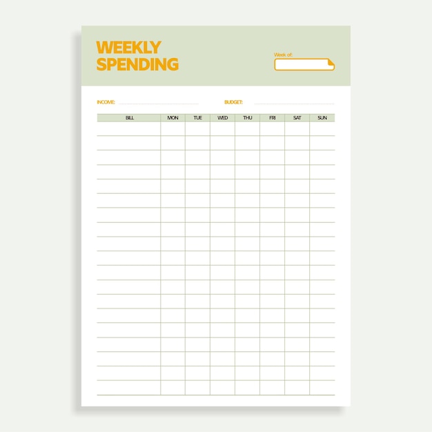 budget planner template vector