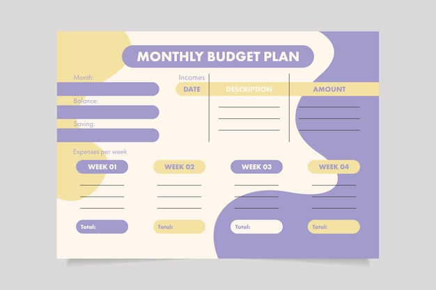 budget planner template vector