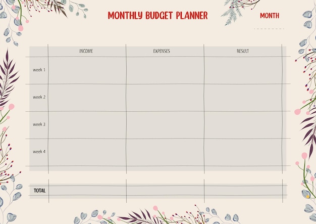 Premium Vector Budget planner template year month Premium Vector Budget planner template year month