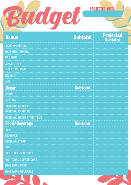 Budget planner vector template