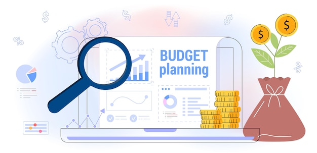 Budget planning Concept finance accounting Calculation financial income