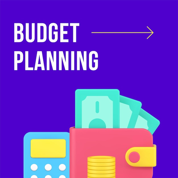 Budget planning service financial analyzing social media post design template d realistic vector