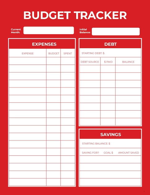 Budget tracker rood sjabloonontwerp