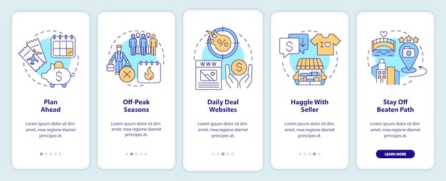 Budget travel onboarding mobile app screen