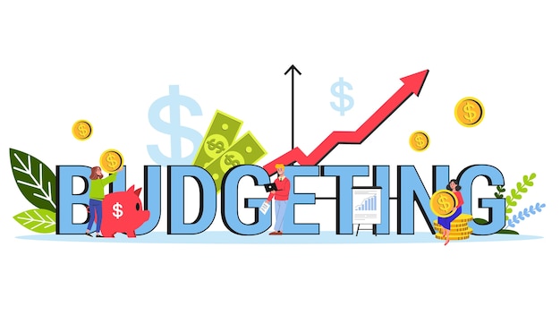 Budgeting singola parola banner concetto. idea di finanziaria