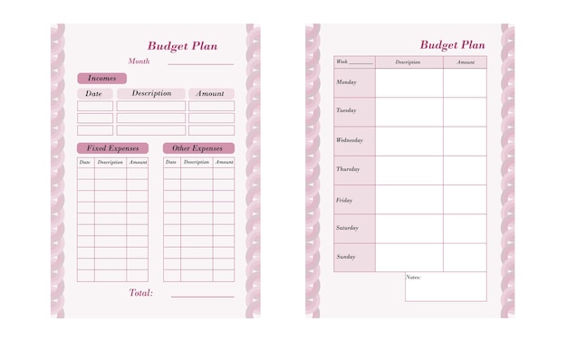 Budgetplan roze achtergrond