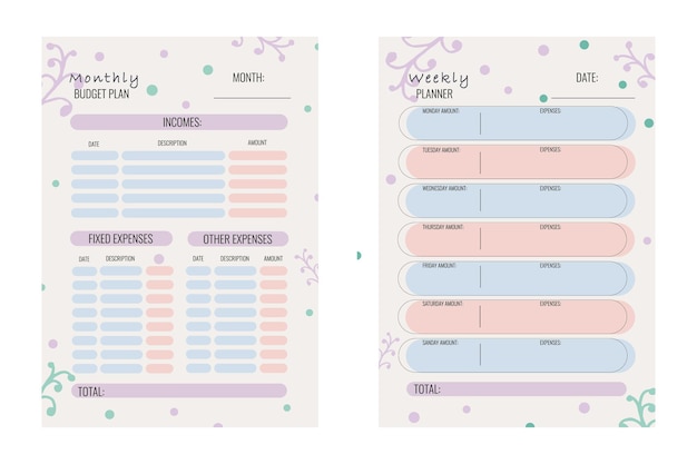 Budgetplanner in pastelkleuren