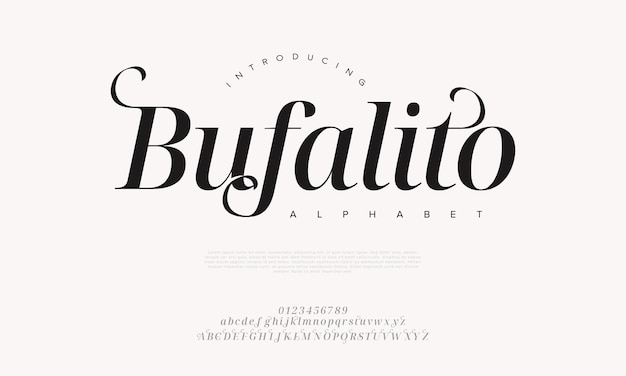 Bufalito premium luxury elegant alphabet letters and numbers Elegant wedding typography classic