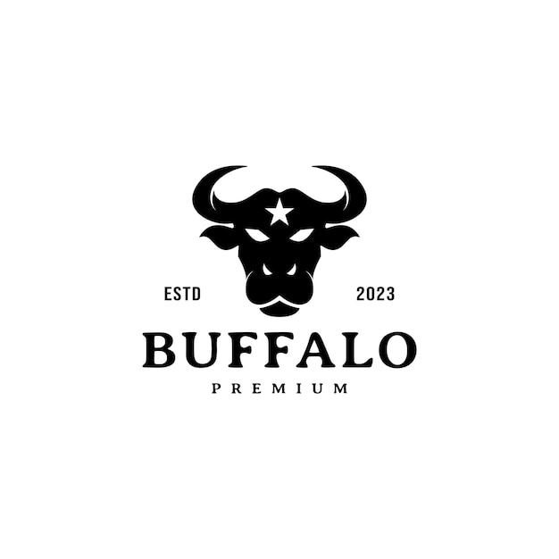 Vettore disegno del logo della silhouette della testa di bufalo illustrazione vettoriale della mucca toro