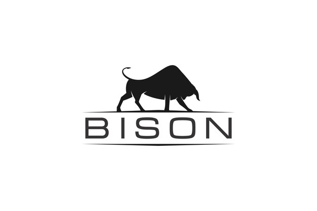 Buffalo bisonte logo silhouette ranch allevamento di bovini simbolo animale mucca angus icona sillustration