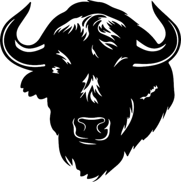 Vector buffalo black silhouette with transparent background