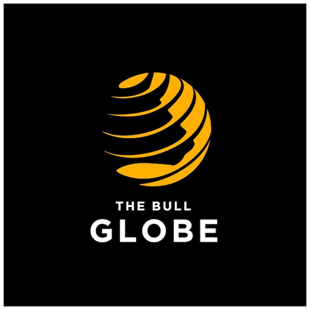 Buffalo Bull Matador met Strepen Globe voor Strong Power Global Business logo-ontwerp