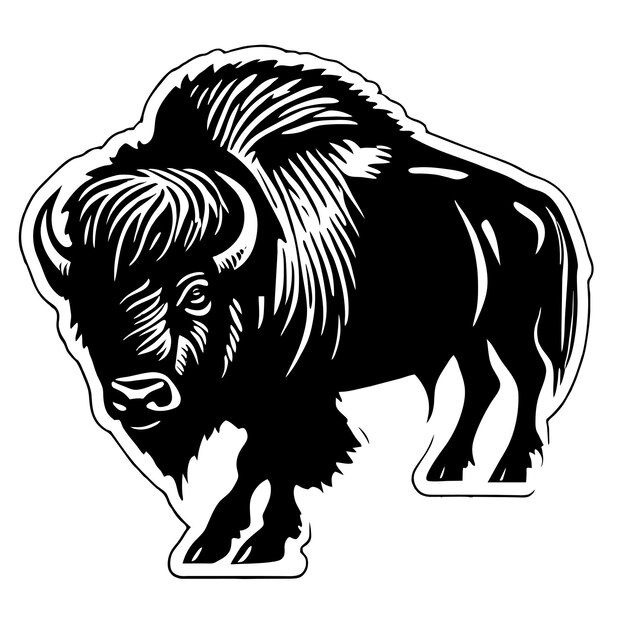 Vettore bufalo toro a mano disegnato piatto elegante adesivo cartone animato icona concetto illustrazione isolata