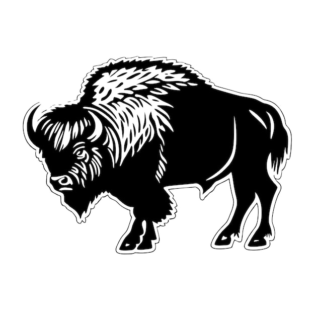 Vector buffalo bull ox hand drawn flat stylish cartoon sticker icon concept isolated illustration