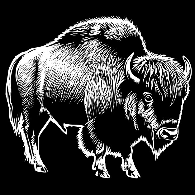 Vector buffalo bull ox hand drawn flat stylish cartoon sticker icon concept isolated illustration