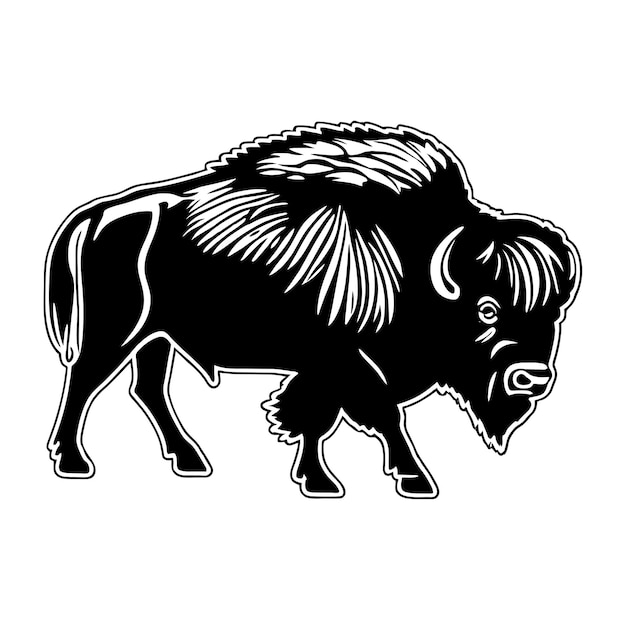 Vector buffalo bull ox hand drawn flat stylish cartoon sticker icon concept isolated illustration
