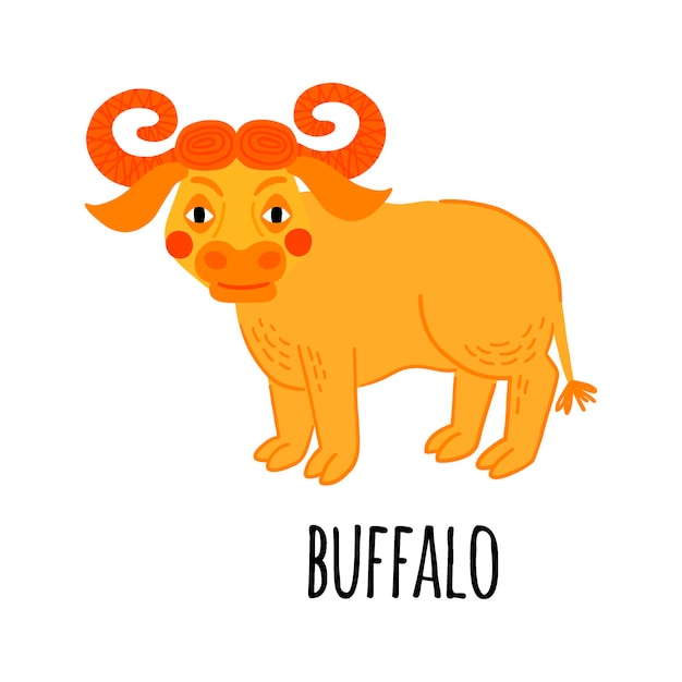 Vector buffalo clipart afrikaanse dieren vectorillustratie geïsoleerd op een witte achtergrond