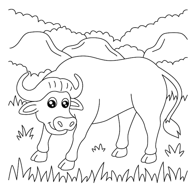 Vector buffalo coloring page for kids