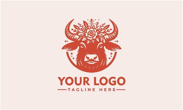 Buffalo Crown Flower vector logo design Bull logo vector Beautiful Logo for Business Identity