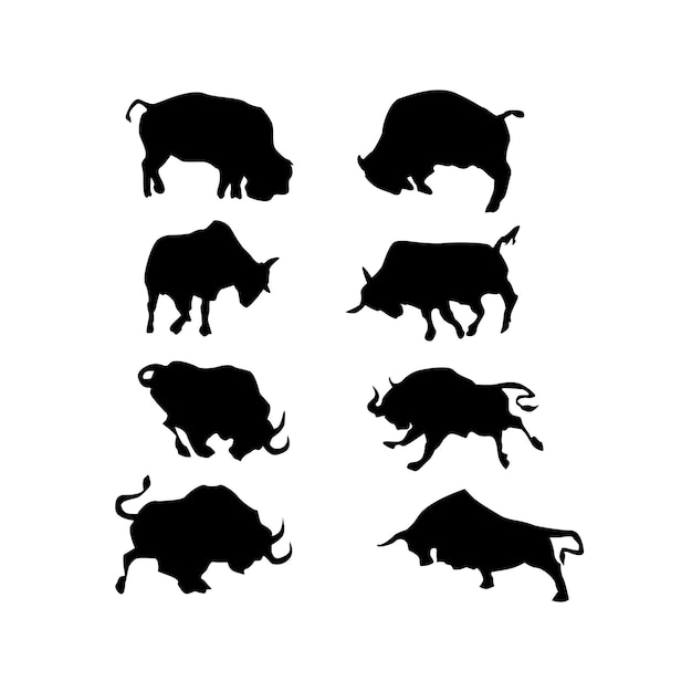 Vector buffalo fighting silhouette