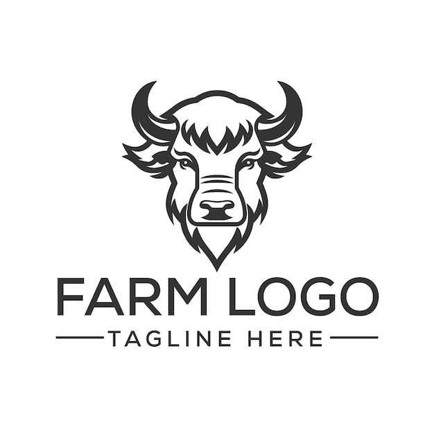 Buffalo head farm logo ontwerp vector sjabloon