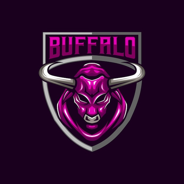 Buffalo head logo for sport or esport team Design element for company logo label emblem apparel or other merchandise Scalable and editable Vector illustration