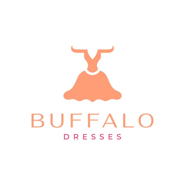 Buffalo hoofd gehoornd met vrouwen jurk vrouwelijke logo ontwerp vector