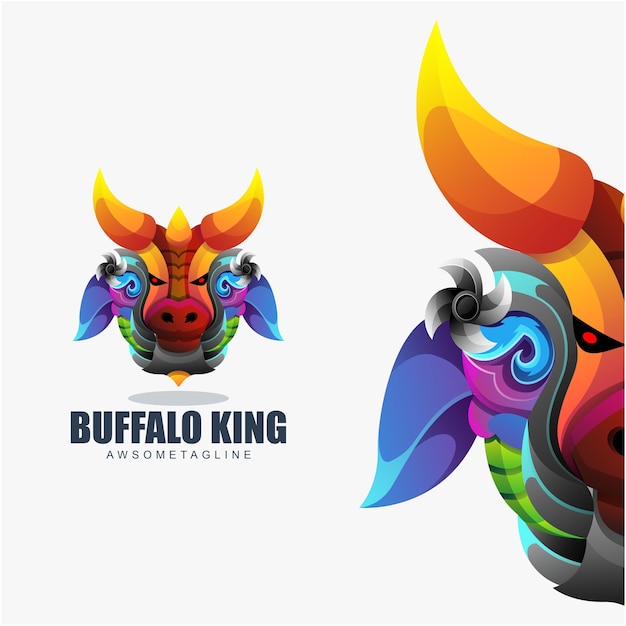 Buffalo King kleurrijk logo-ontwerp