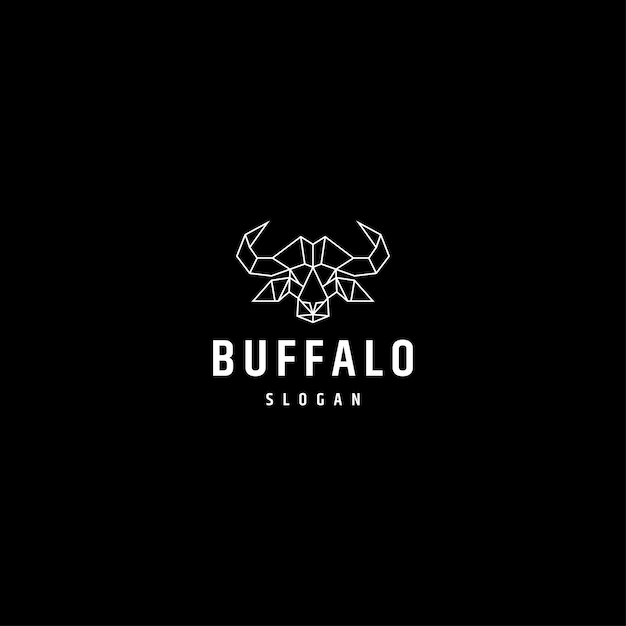 Buffalo lijn kunst logo ontwerpsjabloon