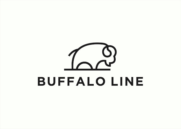 векторная иллюстрация дизайна логотипа буйвола на белом фоне