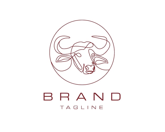 Buffalo Logo Design Vector Template for Company Business Brand, Horn Head Bull Animal