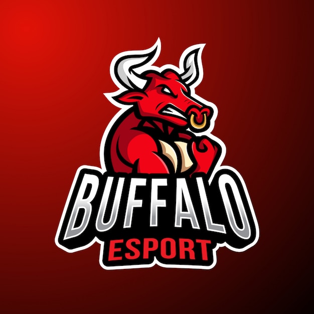 Vettore mascotte di buffalo logo esport