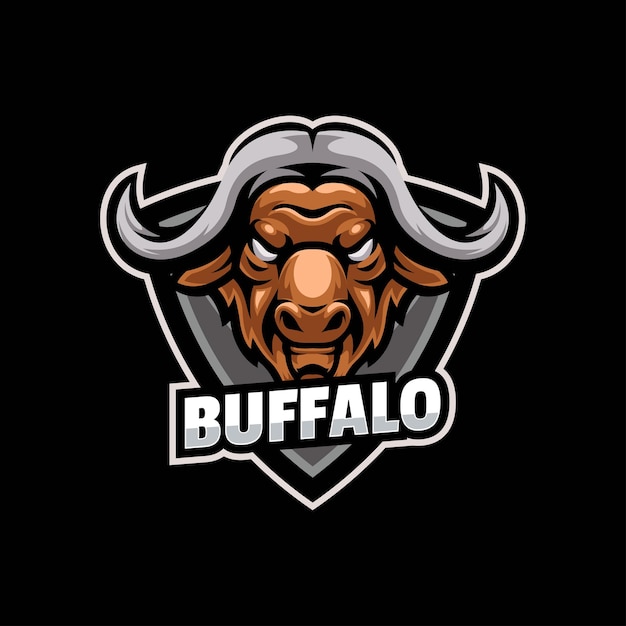 Modello di logo della mascotte di bufalo