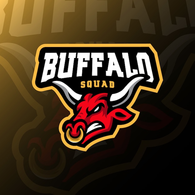 Buffalo mascotte logo esport gaming illustratie